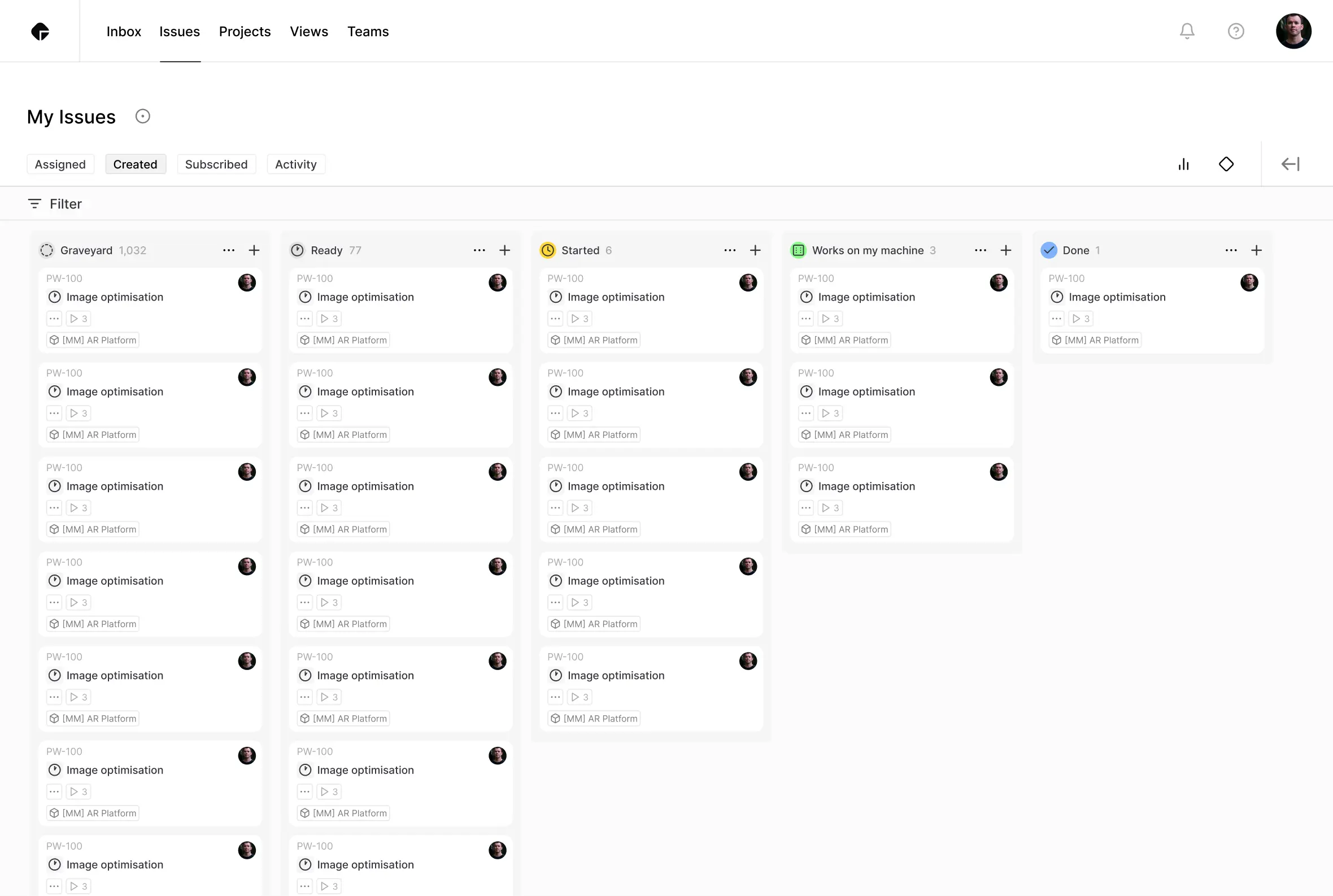 Streamline product interface showing Kanban